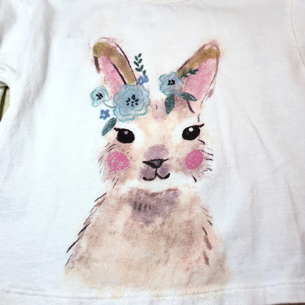 Zara Baby Collection Bunny Long Sleeve TShirt Dusty Pink Pleated Pant Set 12-18M - Picture 3 of 16